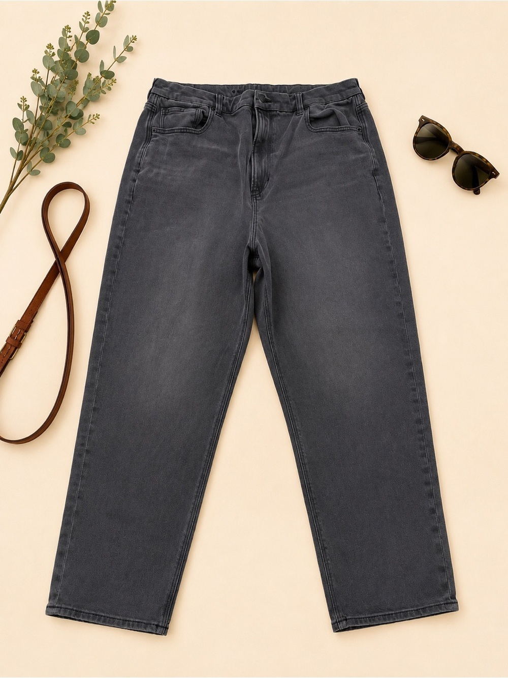 American Eagle Curvy Mom Jeans Gray Wash Stretch Denim Women’s 20 Long